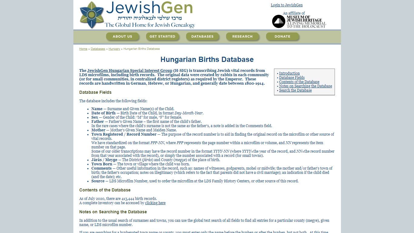 Hungarian Births Database - JewishGen