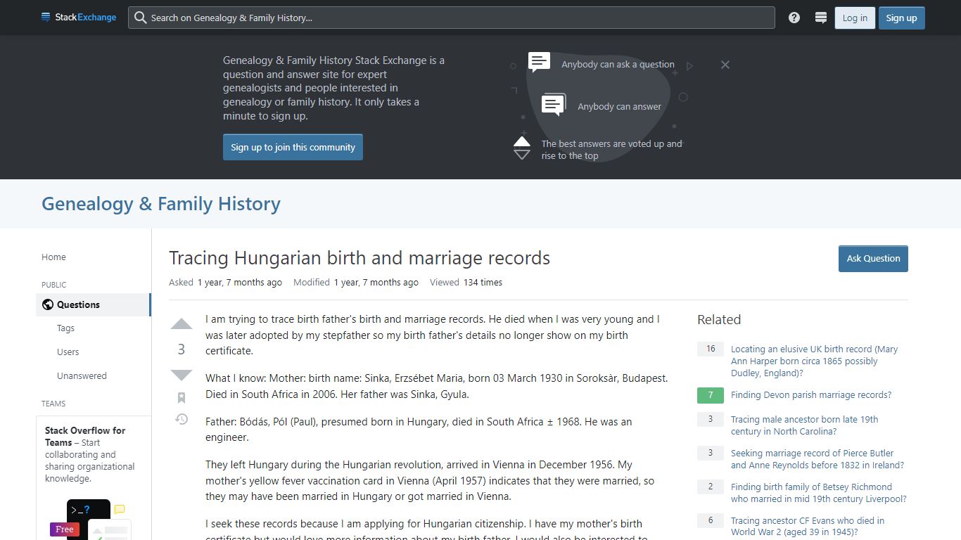 Tracing Hungarian birth and marriage records